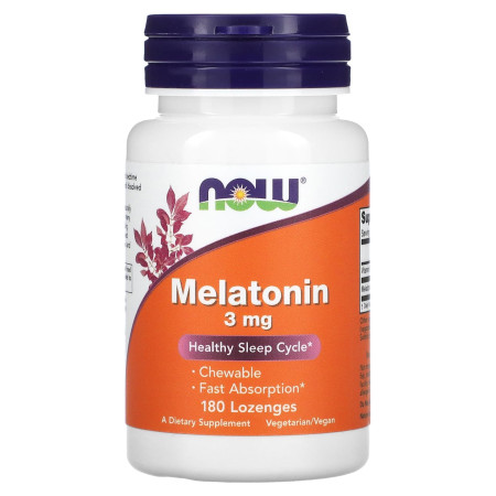 Мелатонін, Melatonin, Now Foods, 3 мг, 180 пастилок