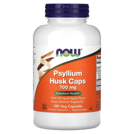 Подорожник из шелухи в капсулах, Psyllium Husk, Now Foods, 700 мг, 180 вегетарианских капсул.