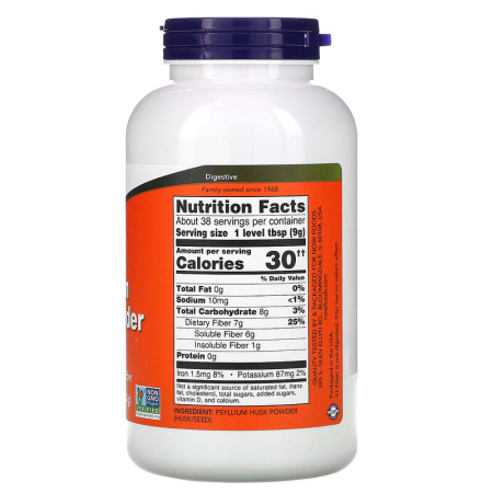 Подорожник, Psyllium Husk, Now Foods, порошок 340 г