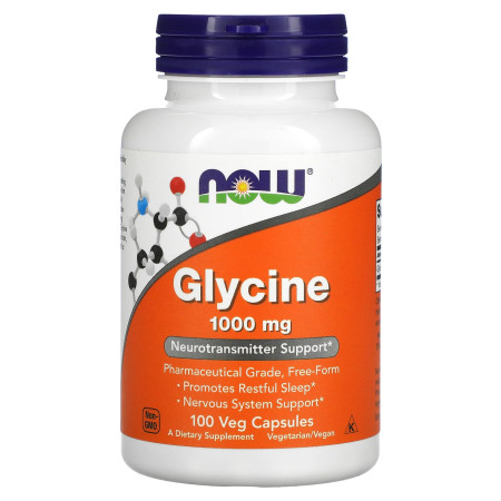 Гліцин, Glycine, Now Foods, 1000 мг, 100 вегетаріанських капсул