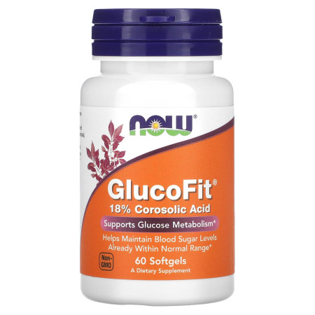 Контроль цукру, GlucoFit, Now Foods, коросолієва кислота, 60 гелевих капсул (1,334 мг на капсулу)