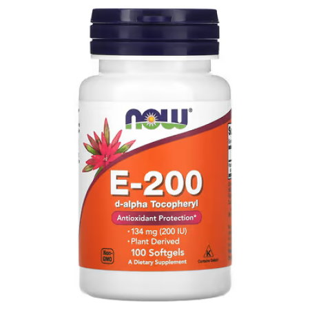 Вітамін Е, E-200, Now Foods, 134 мг (200 МО), 100 гелевих капсул