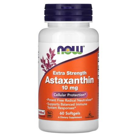Астаксантин, Astaxanthin, Now Foods, 10 мг, 60 гелевих капсул