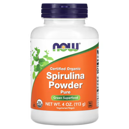Спіруліна, сертифікований органічний порошок, Spirulina, Now Foods, 113 г
