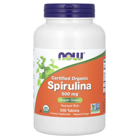 Спіруліна, Spirulina, Now Foods, сертифікована, органічна, 500 мг, 500 таблеток