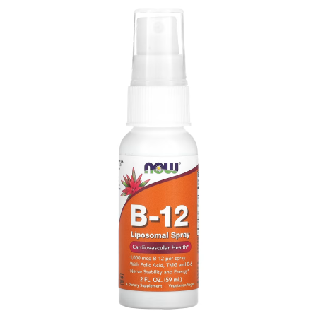 Вітамін В12, Vitamin B-12, Now Foods, ліпосомальний спрей, 1000 мкг, 59 мл.