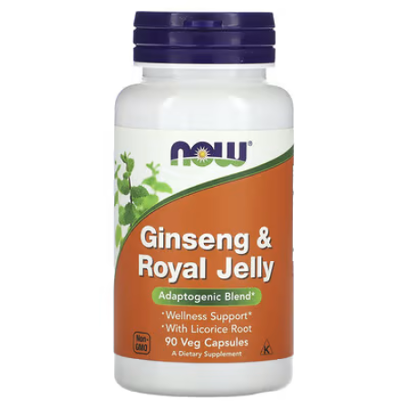 Женьшень + маточне молочко, Ginseng & Royal Jelly, Now Foods, 90 вегетаріанських капсул