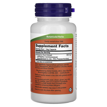 Астрагал, Astragalus, NOW Foods, экстракт, 500 мг, 90 вегетарианских капсул