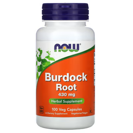 Лопух, Burdock Root, NOW Foods, 430 мг, 100 веганських капсул