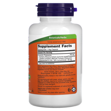 Куркумін фітосома, Turmeric Curcumin Phytosome, Now Foods, 500 мг, 60 вегетаріанських капсул