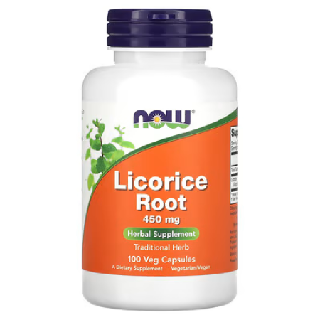 Солодка, Licorice Root, Now Foods, корінь, 450 мг, 100 вегетаріанських капсул