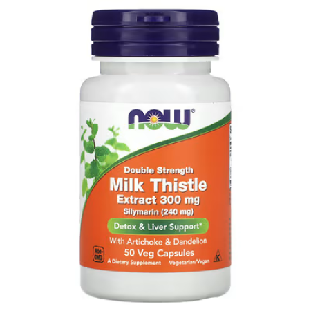 Розторопша, Milk Thistle, Now Foods, 300 мг, 50 вегетаріанських капсул