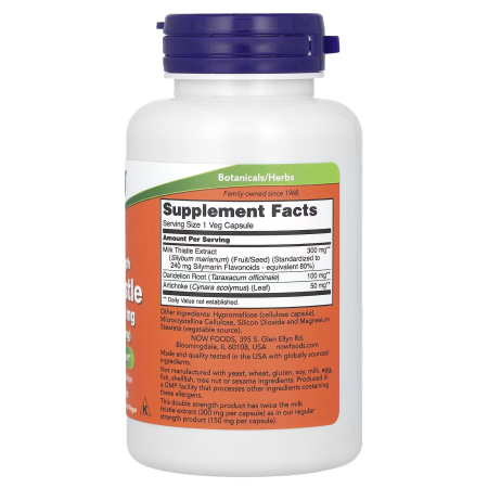 Розторопша, силімарин, Silymarin, Milk Thistle Extract, Now Foods, екстракт, подвійна сила, 300 мг, 100 вегетаріанських капсул