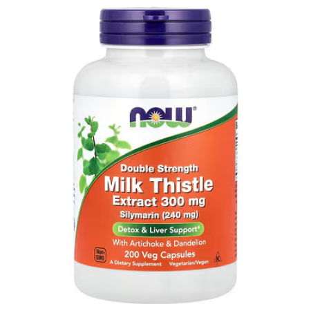 Розторопша, силімарин, Milk Thistle, Now Foods, екстракт, подвійна сила, 300 мг, 200 вегетаріанських капсул