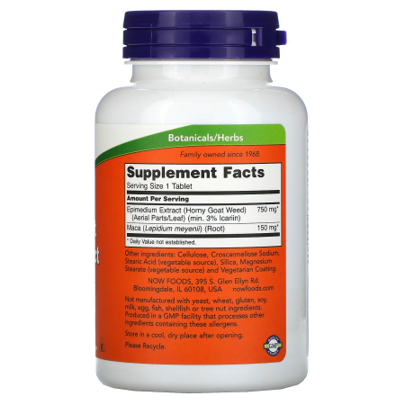 Горянка з макою, Horny Goat Weed Extract, Now Foods, екстракт, 750 мг, 90 таблеток
