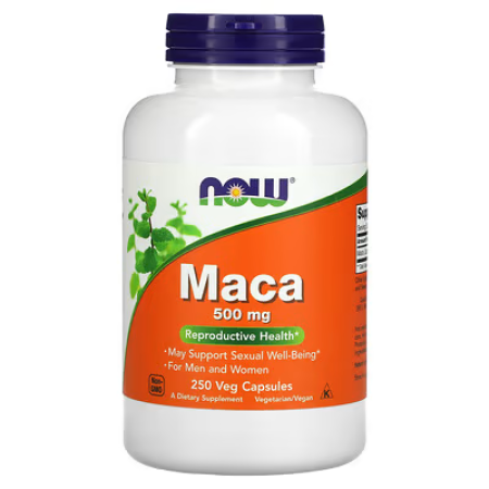 Мака, Maca, Now Foods, 500 мг, 250 вегетаріанських капсул