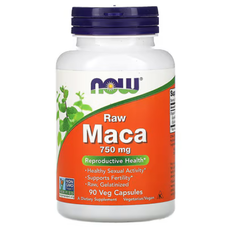 Мака, Maca, Now Foods, сира, 750 мг, 90 вегетаріанських капсул