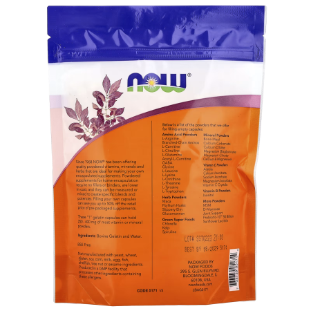 Пустые капсулы "1", "1" Gelatin Caps, Now Foods, 500 пустых желатиновых капсул (38 г)