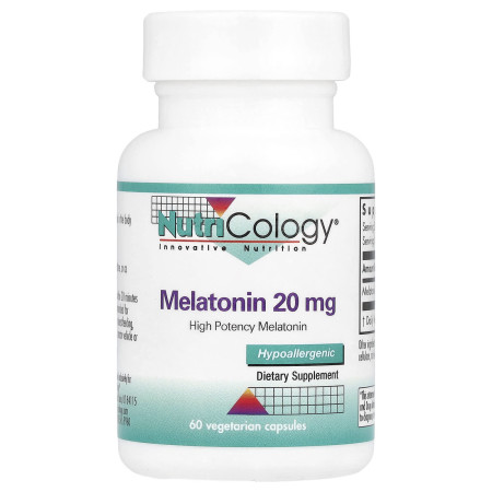 Мелатонін, Melatonin, Nutricology, 20 мг, 60 капсул