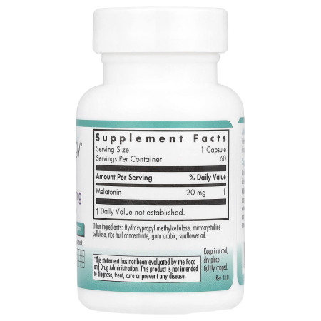 Мелатонин, Melatonin, Nutricology, 20 мг, 60 капсул