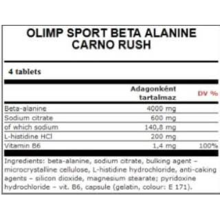 Бета-аланин CARNO RUSH, BETA-ALANIN, Olimp, 80 капсул