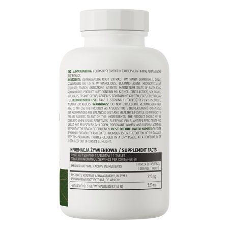 Ашвагандха, Ashwagandha, Ostrovit, 375 мг, 90 таблеток