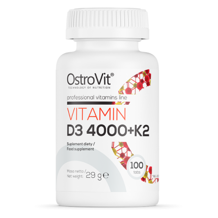 Вітамін D3+K2, Vitamin D3 4000 IU+K2, OstroVit, 4000 МО, 100 таблеток