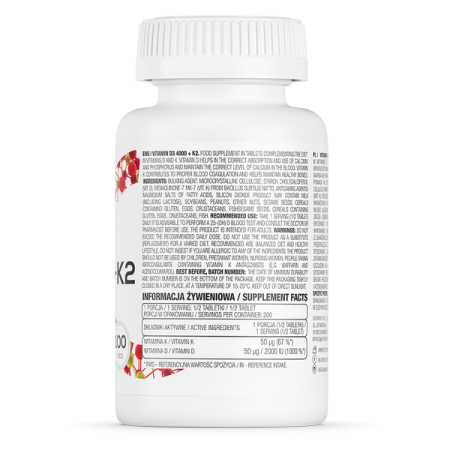 Вітамін D3+K2, Vitamin D3 4000 IU+K2, OstroVit, 4000 МО, 100 таблеток