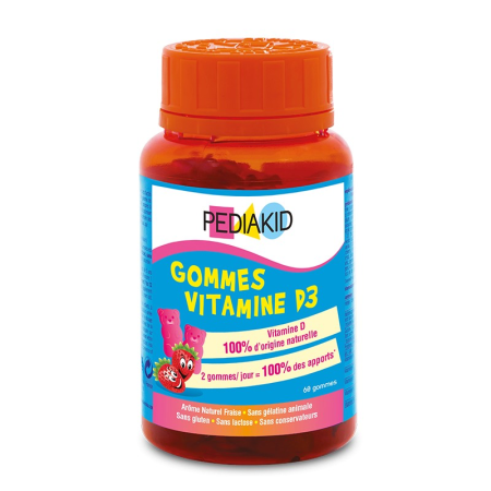 Вітамін D3, ведмежуйки, Gommes Vitamine D3, Pediakid, 60 жувальних цукерок
