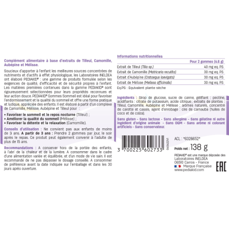 Поліпшення сну для дітей, Gommes Sommeil, Pediakid, 60 жувальних цукерок