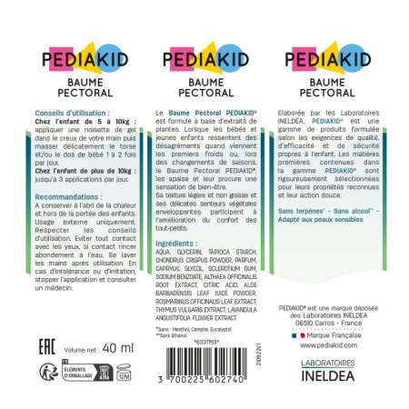 Бальзам против простуды для детей от 5 кг, Baume Pectoral, Pediakid, 40 мл