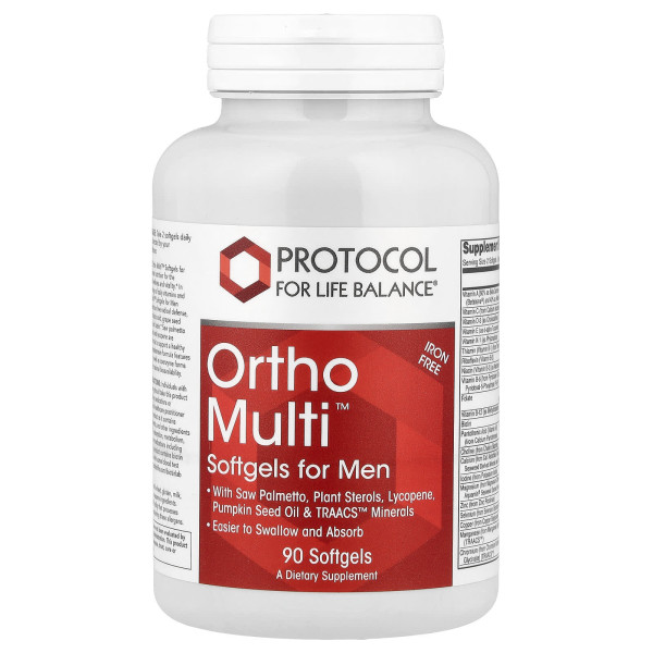 Мультивітаміни для чоловіків, Ortho Multi, Softgels for Men, Protocol for Life Balance, 90 гелевих капсул