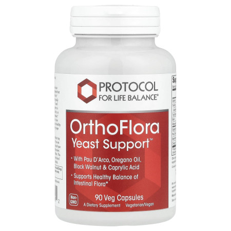 Підтримка кишкової мікрофлори, OrthoFlora Yeast Support, Protocol for Life Balance, 90 веганських капсул