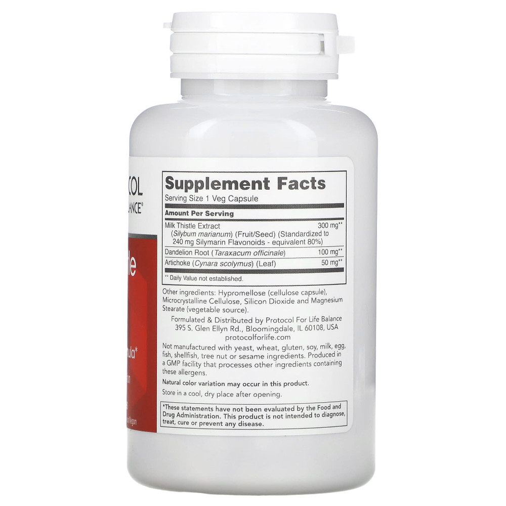 Расторопша пятнистая, Milk Thistle Extract, Protocol for Life Balance, экстракт, 300 мг, 90 веганских капсул 