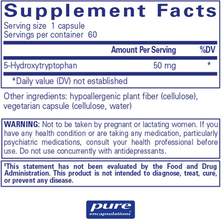 5-HTP (5-Гидрокситриптофан), 5-HTP, Pure Encapsulations, 50 мг, 60 капсул