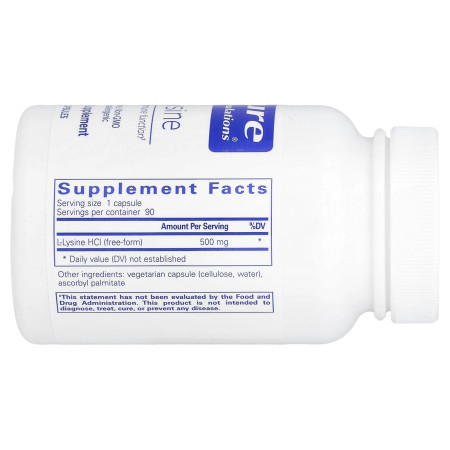 L-лизин, L-Lysine, Pure Encapsulations, 90 капсул (500 мг в 1 капсуле)