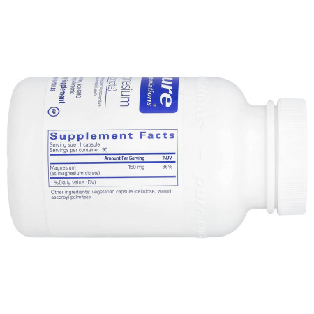 Магній цитрат, Magnesium (citrate), Pure Encapsulations, 150 мг, 90 капсул