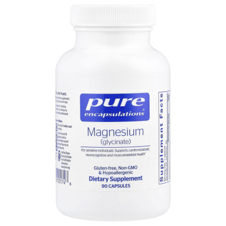 Магній гліцинат, Magnesium (glycinate), Pure Encapsulations, 120 мг, 90 капсул