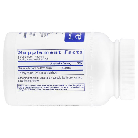 NAC (N-ацетилцистеїн), NAC, Pure Encapsulations, 600 мг, 90 капсул