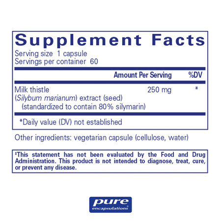 Силимарин, Silymarin, Pure Encapsulations, 250 мг, 60 капсул
