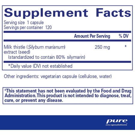 Силімарин, Silymarin, Pure Encapsulations, 250 мг, 120 капсул