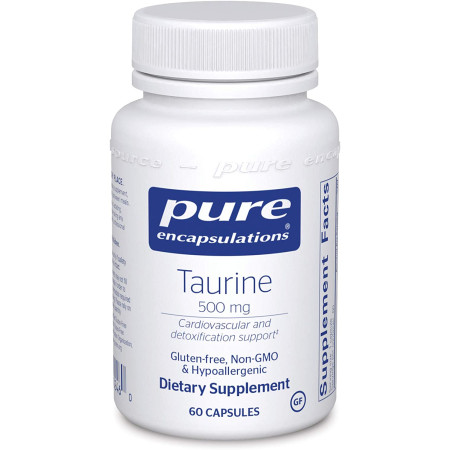 Таурин, Taurine, Pure Encapsulations, 500 мг, 60 капсул