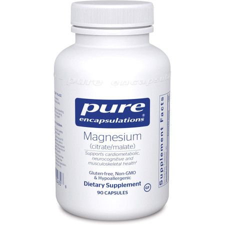Магній цитрат/малат, Magnesium (citrate/malate), Pure Encapsulations, 90 капсул