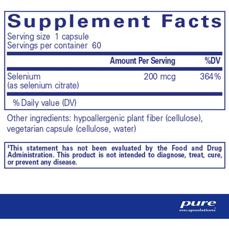Селен (цитрат), Selenium (citrate), Pure Encapsulations, 60 капсул
