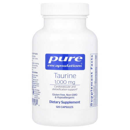 Таурин, Taurine, Pure Encapsulations, 1000 мг, 120 капсул