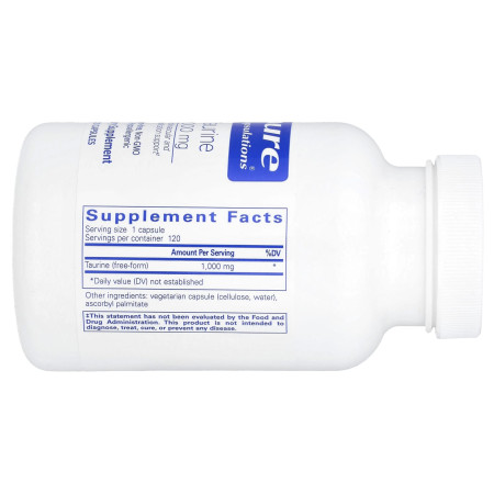 Таурин, Taurine, Pure Encapsulations, 1000 мг, 120 капсул