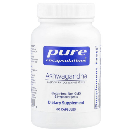 Ашваганда, Ashwagandha, Pure Encapsulations, 500 мг, 60 капсул