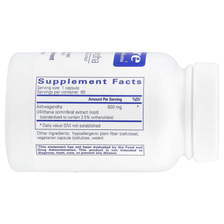 Ашваганда, Ashwagandha, Pure Encapsulations, 500 мг, 60 капсул