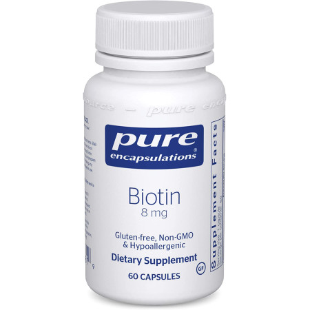 Біотин, Biotin, Pure Encapsulations, 8 мг, 60 капсул