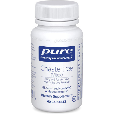 Вітекс священний, Chaste Tree (Vitex), Pure Encapsulations, для підтримки здорової тривалості менструального циклу і його протікання, репродуктивної функції і комфорту грудей, 60 капсул